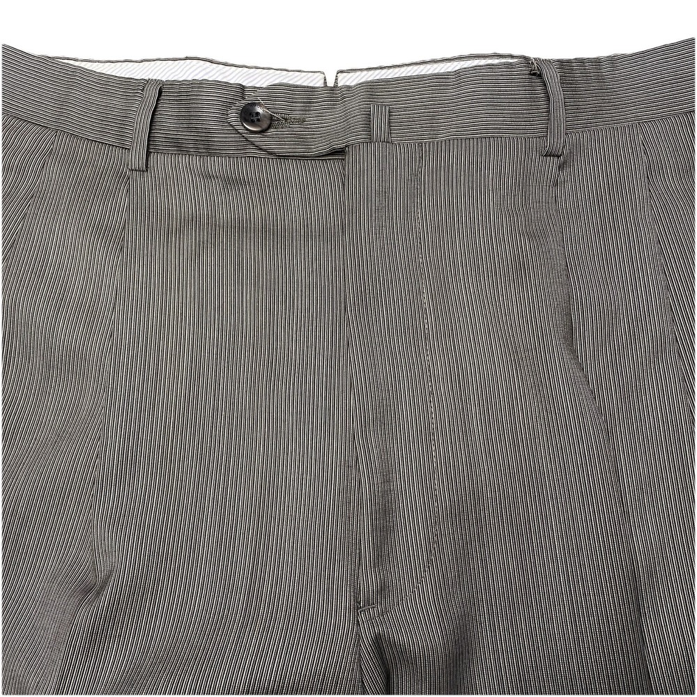 Coppley Dress Trousers 35R (36x31 Cuffed) Wool Taupe Fine Stripe Pleated